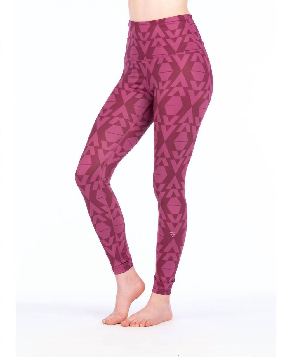 NEW LIV OUTDOORS women's oaklyn printed leggings in burgundy